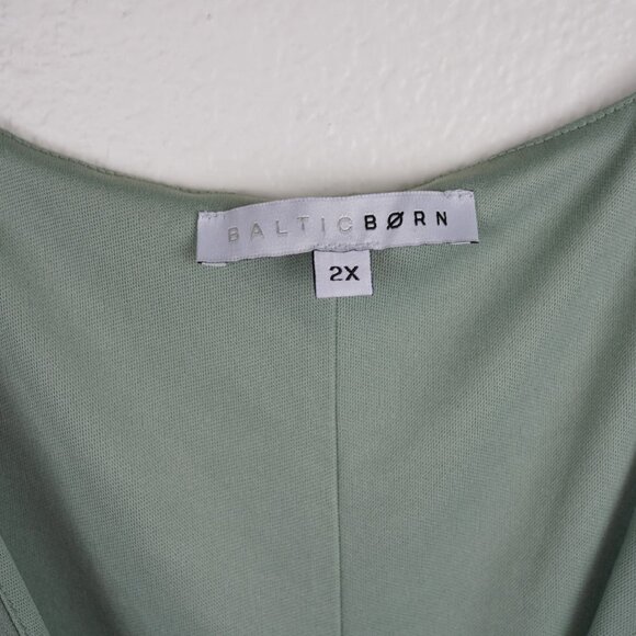 Baltic‎ Born Sage Green Faux Wrap Maxi Dress 2X Flutter Sleeve Lined - Picture 6 of 16